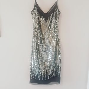 Sexy Bebe Lace and Sequin Mini Black Party Dress